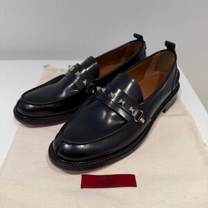 Valentino Black Rockstud Loafers